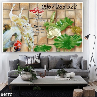 Gạch men 3d ốp tường chim công nghệ thuật