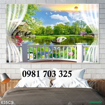 Tranh gạch 3D cửa sổ trang trí tường