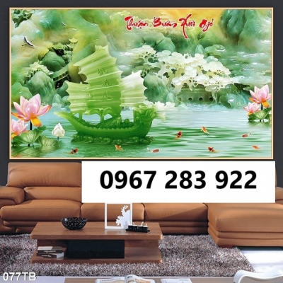 Tranh gạch thuyền buồm xuôi gió trang trí