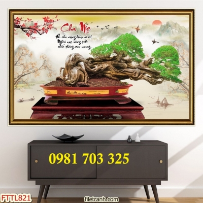 Gạch tranh chậu câu bonsai phong thủy