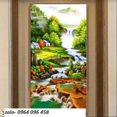 Tranh gạch 3d ốp tường phong cảnh khổ đứng - HNM89