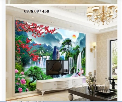 Tranh thác nước - tranh gạch men