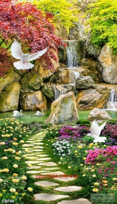 Tranh gạch 3d phong cảnh khổ dọc - 6422SX