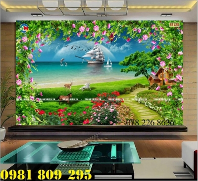 Mâuc gạch trang trí 3d thuyền buồm