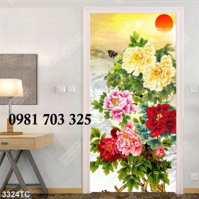 Tranh gạch men hoa mẫu đơn phong thủy ốp tường