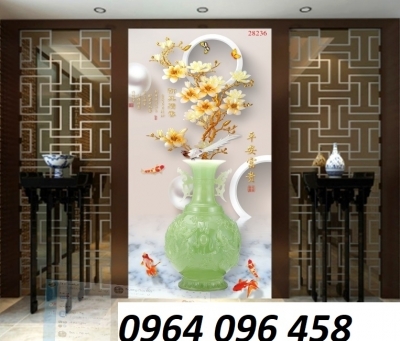 Tranh gạch 3d bình hoa sứ ngọc - 65Xg