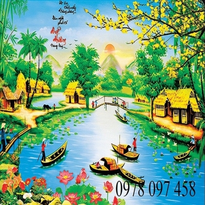 Gạch tranh 3D - tranh phong cảnh quê hương