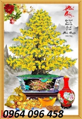 Tranh hoa mai 3d - tranh gạch 3d hoa mai - SXC64