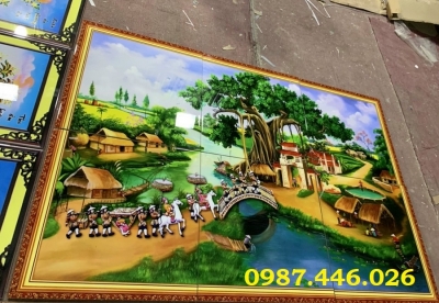 Gạch ốp tường tranh gạch làng quê 3d HP9723
