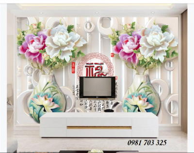Tranh gạch men 3D hoa mẫu đơn