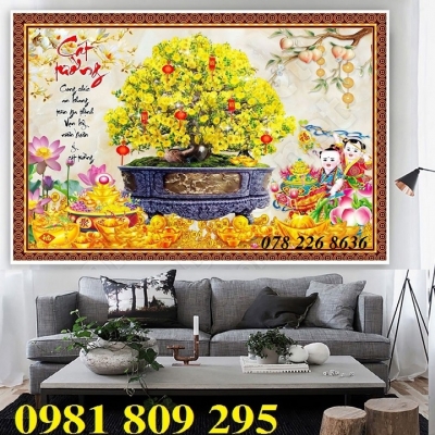 Tranh 3d hoa mai - tranh gạch mren