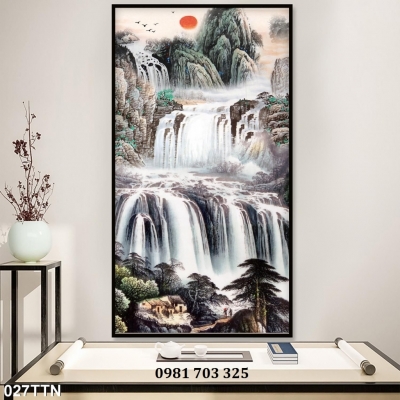 Tranh gạch khổ đứng phong cảnh trang trí