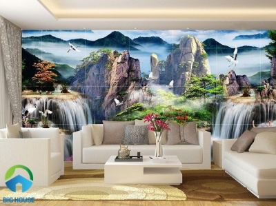 Tranh núi 3d - tranh gạch 3d ốp tường - 921ZP