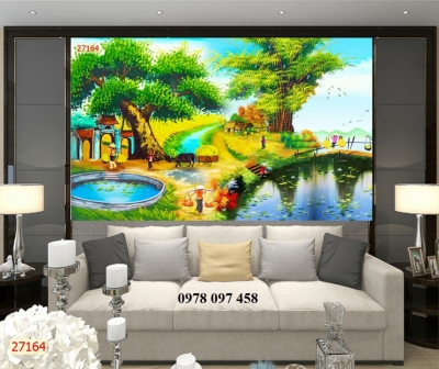 Tranh gạch 3d- tranh phong cảnh quê