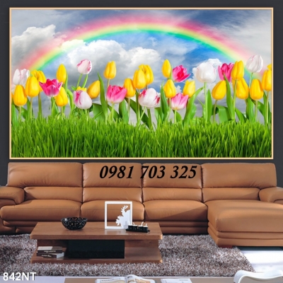 tranh 3D phong cảnh vườn hoa trang trí