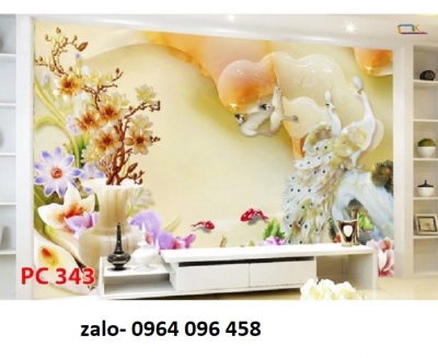 Tranh gạch 3d ốp tường tranh chim công - XVC322