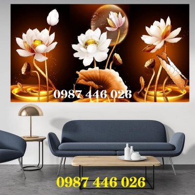 Gạch tranh hoa sen 3d ốp tường HP932