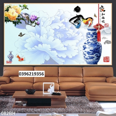 Tranh gạch đẹp bình hoa 3D