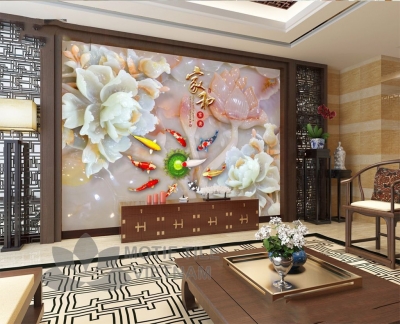 Tranh gạch 3d cửu ngư quần hội - SCX44