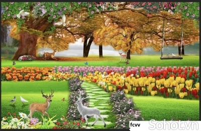 Tranh cảnh thiên nhiên gạch 3d - FDS86