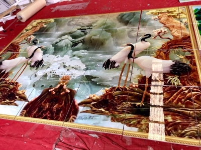 Tranh gạch 3D chim hạc- gạch tranh trang trí