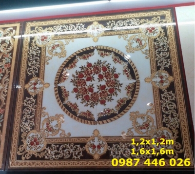 Gạch nền thảm hình vuông khắc vàng HP073