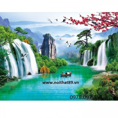 Gạch tranh 3D phòng khách đẹp