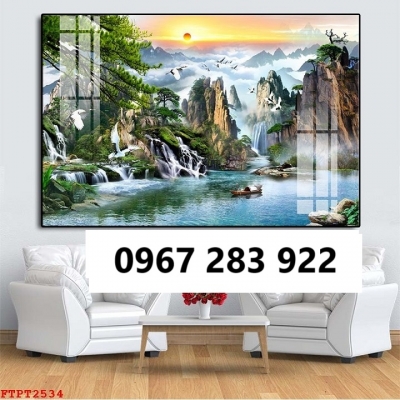 Gạch tranh trang trí tường cảnh thác nước