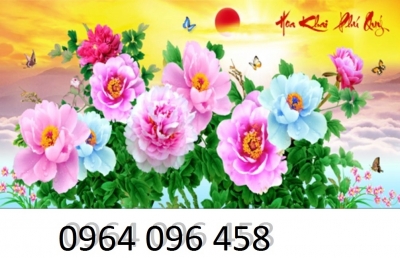 Tranh gạch 3d ốp tường hoa mẫu đơn - XVC422