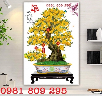 Gạch tranh 3d , tranh gạch 3d khổ dọc hoa mai
