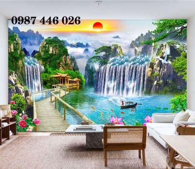 Gạch ốp tường tranh gạch thác nước HP08283