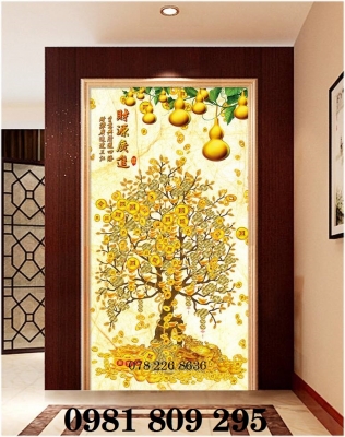 Tranh gạch 3d - cây kim tiền 3d