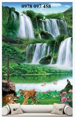 Tranh thác nước - tranh gạch men