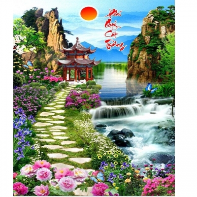 Gạch tranh sơn thủy hữu tình