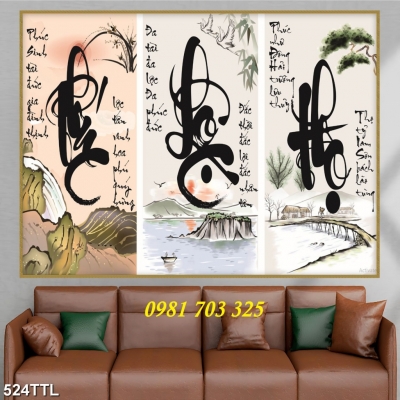 Tranh phúc lộc thọ- gạch tranh 3D ốp tường