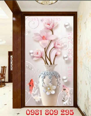 Tranh bình hoa 3d - tranh gạch 3d bình hoa
