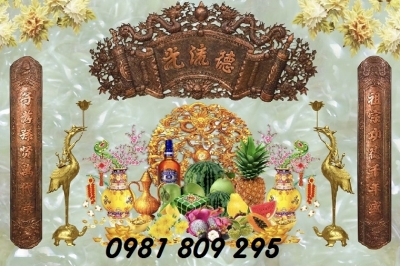 Bức tranh , gạch tranh 3d phòng thờ gia tiên