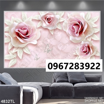 Tranh gạch đẹp trang trí hoa 3d