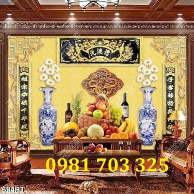 Tranh gạch 3D trang trí phòng thờ đẹp