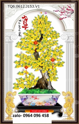 Tranh gạch cây mai vàng 3d - XDC322
