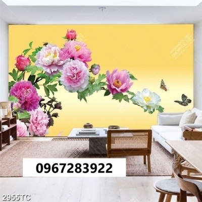 Tranh gạch đẹp hoa mẫu đơn trang trí