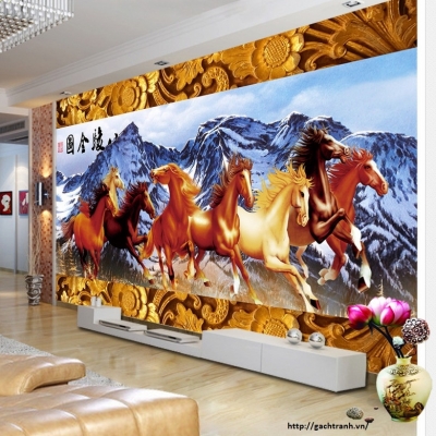 Tranh gạch con ngựa 3d phong thủy - 543CP