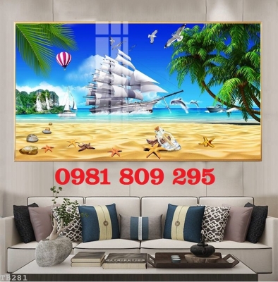 Tranh gạch men thuyền buồm 3d