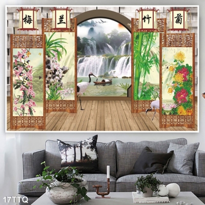 Tranh gạch ốp tường trang trí- Tranh tứ quý