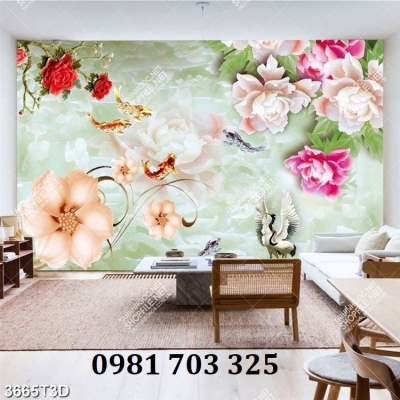 Gạch tranh hoa 3d trang trí