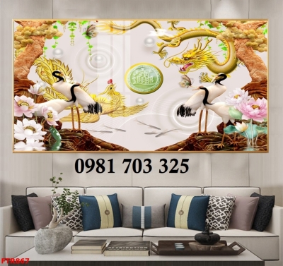 Tranh gạch 3D rồng phượng