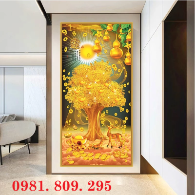 Gạch trang trí , gạch tranh cây kim tiền 3d
