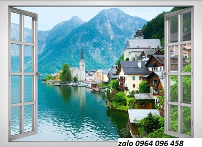 Tranh 3d - tranh gạch 3d hình cửa sổ - 66XK