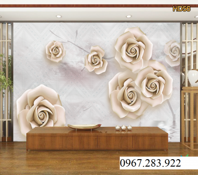 Tranh hoa hồng 3d ốp tường phòng khách