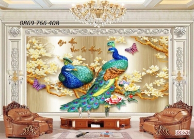 Tranh 3D chim công-tranh treo tường